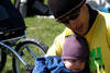A dad, Post Race with his kid